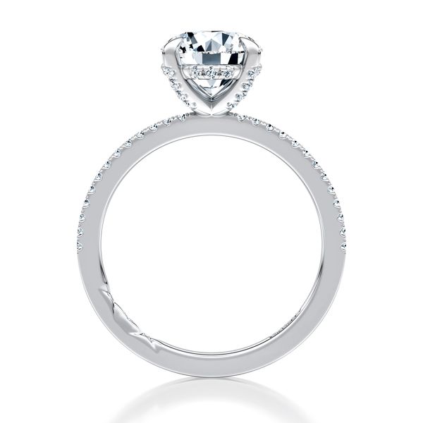 Hidden Halo Round Engagement Ring with Pave Band Image 3 Hannoush Jewelers, Inc. Albany, NY