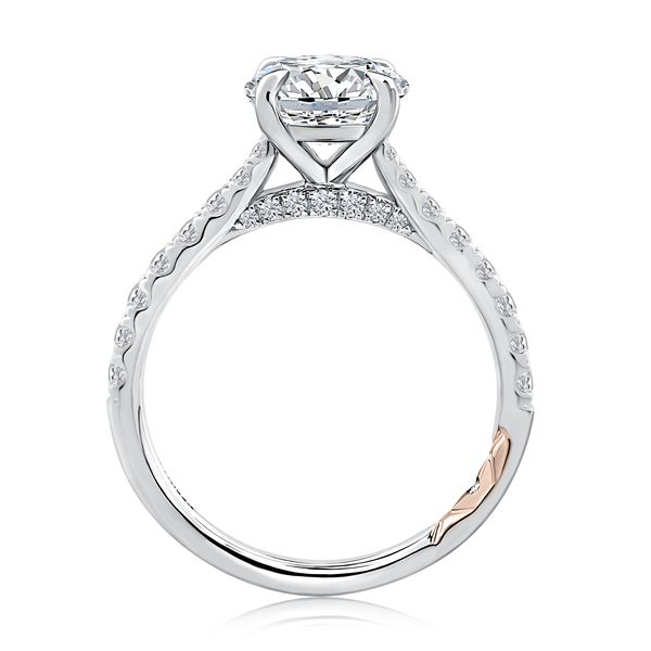 Round Center Diamond Engagement Ring with Peek-A-Boo Diamonds and Pave Band Image 3 Mark Allen Jewelers Santa Rosa, CA