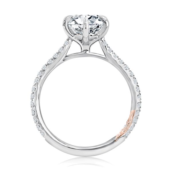 Six Prong Round Center Diamond Engagement Ring with Diamond Band Image 3 Harris Jeweler Troy, OH