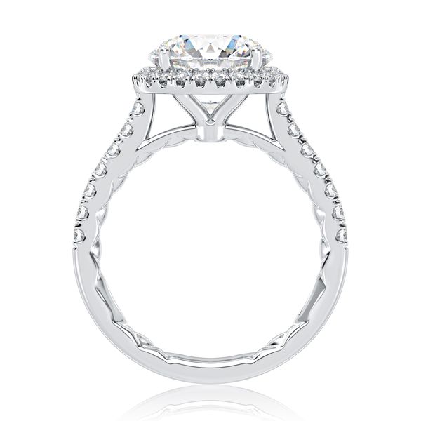 Classic Round Center Diamond Engagement Ring with a Round Shaped Diamond Halo Image 3 Sather's Leading Jewelers Fort Collins, CO