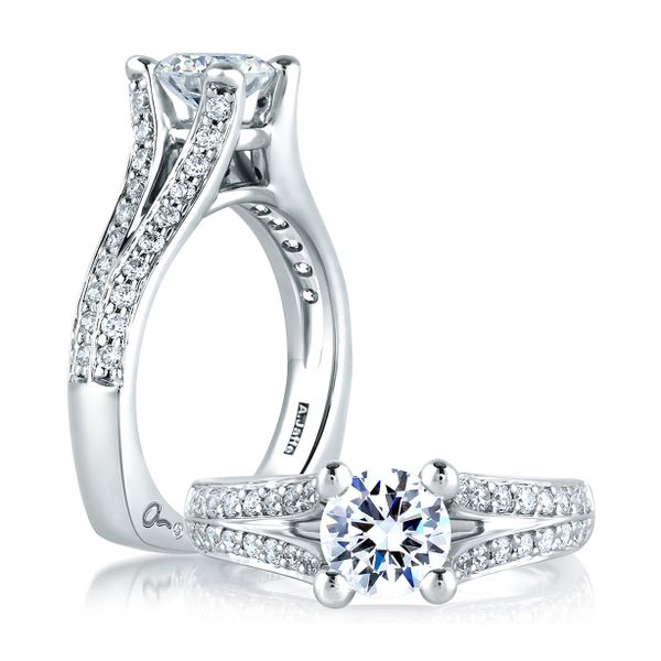 Split Shank Diamond Engagement Ring with a Round Center Stone Rasmussen Diamonds Mount Pleasant, WI