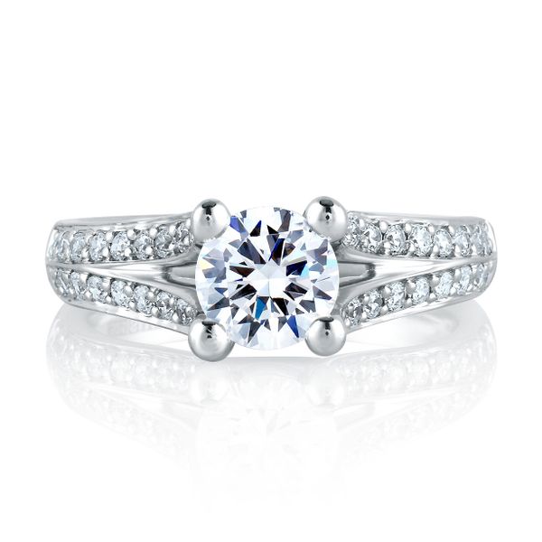 Split Shank Diamond Engagement Ring with a Round Center Stone Image 2 Baxter's Fine Jewelry Warwick, RI