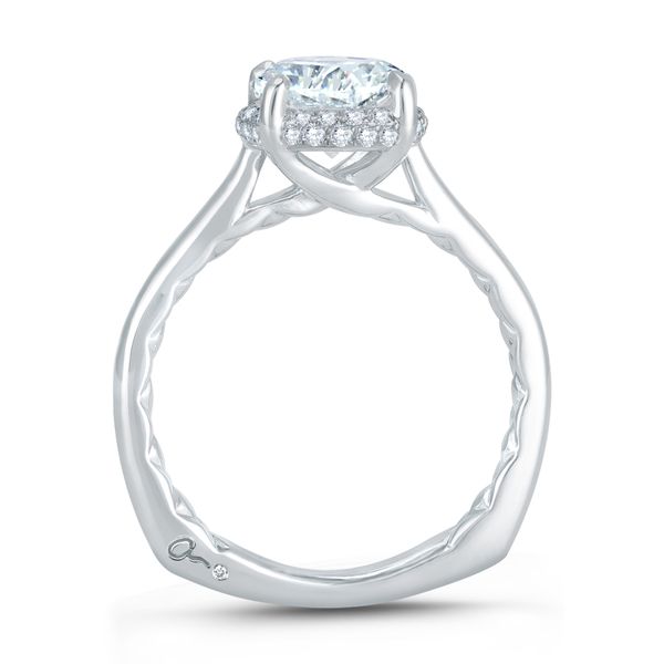 Classic Round Center Diamond Engagement Ring with a Round Shaped Hidden Diamond Halo Image 3 Hannoush Jewelers, Inc. Albany, NY