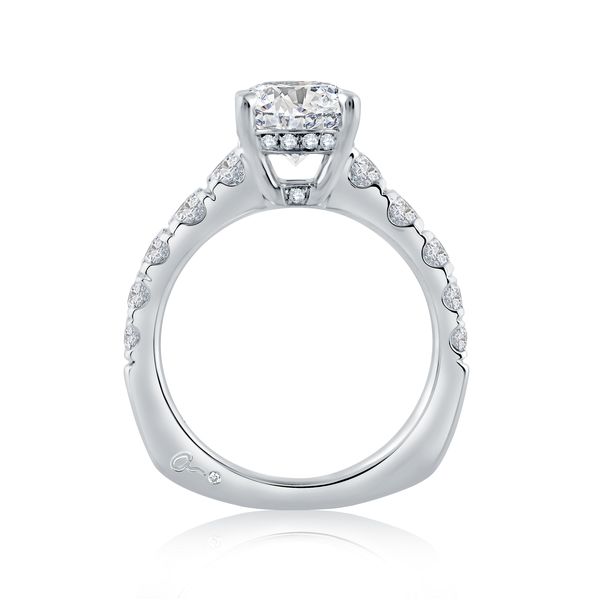 Large Melee Round Center Solitaire Signature Shank Engagement Ring Image 3 Harris Jeweler Troy, OH