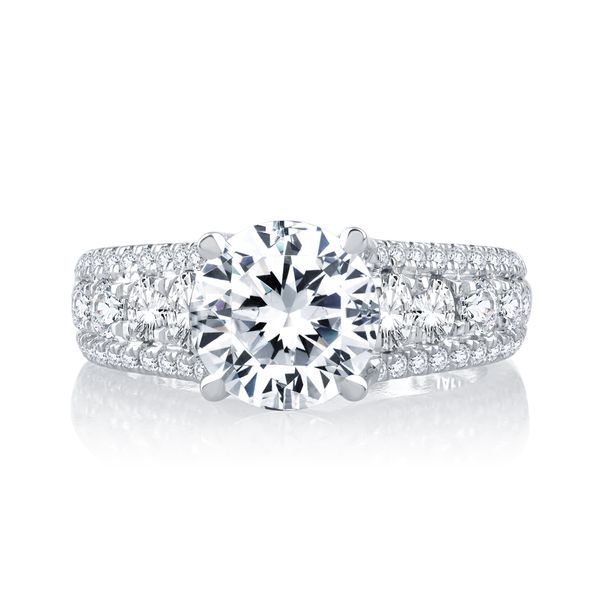 Modern Three Row Diamond Pavé Engagement Ring Image 2 Baxter's Fine Jewelry Warwick, RI