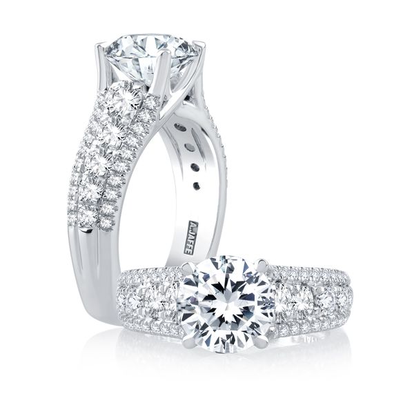 Modern Three Row Diamond Pavé Engagement Ring Hannoush Jewelers, Inc. Albany, NY