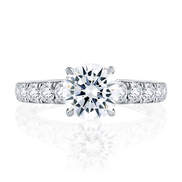 Modern Diamond Pavé Round Cut Diamond Engagement Ring Image 2 Baxter's Fine Jewelry Warwick, RI