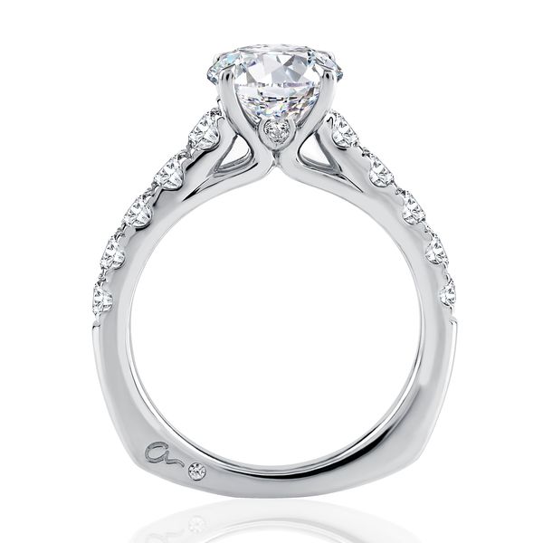 Modern Diamond Pavé Round Cut Diamond Engagement Ring Image 3 Von's Jewelry, Inc. Lima, OH