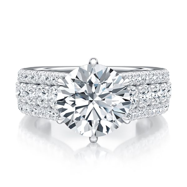 Modern Three Row Diamond Pave Engagement Ring Image 2 Hannoush Jewelers, Inc. Albany, NY