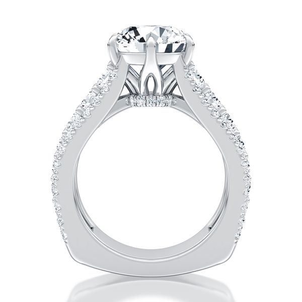 Modern Three Row Diamond Pave Engagement Ring Image 3 Baxter's Fine Jewelry Warwick, RI