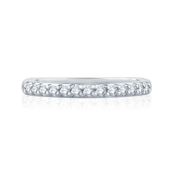 Classic Eleven Diamond Shared Prong Band with A.JAFFE Signature Shank Image 2 Sather's Leading Jewelers Fort Collins, CO