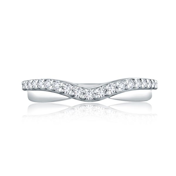 Curved Diamond and Polished Wedding Band Image 2 Natale Jewelers Sewell, NJ