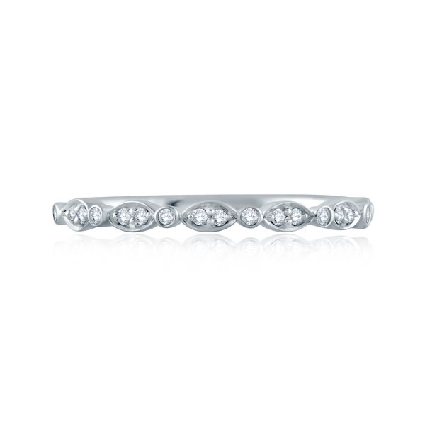 Marquise and Round Shape Diamond Stackable Half Circle Band Image 2 Natale Jewelers Sewell, NJ