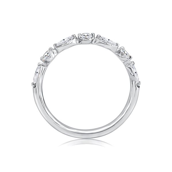Delicate Halfway Alternating Round and Marquise Diamond Wedding Band Image 3 Castle Couture Fine Jewelry Manalapan, NJ
