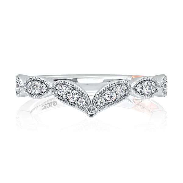Curved Milgrain Edge Diamond Wedding Band  Image 2 Hannoush Jewelers, Inc. Albany, NY