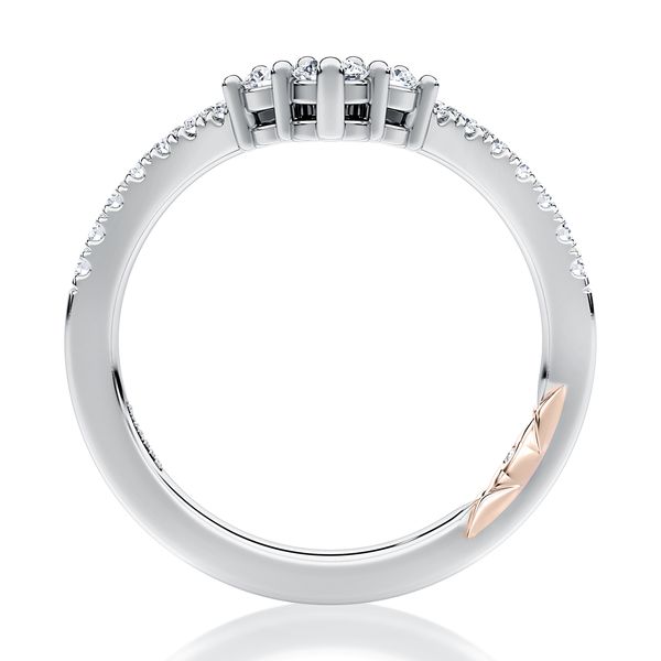 Delicate Halfway V- Shaped Diamond Wedding Band Image 3 Castle Couture Fine Jewelry Manalapan, NJ