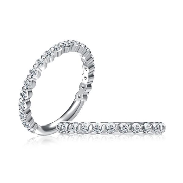 Three Quarters Diamond Single Shared Prong Wedding Band Hannoush Jewelers, Inc. Albany, NY
