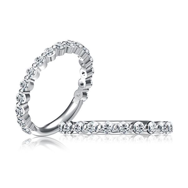 Three Quarters Diamond Single Shared Prong Wedding Band Natale Jewelers Sewell, NJ