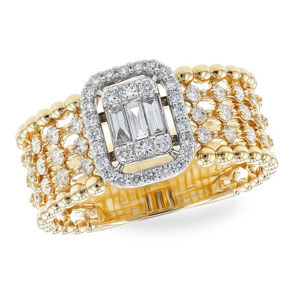 14K White and Yellow Gold Diamond Rope Easy Stackable Ladies Ring | Shop  14k Yellow & white Gold Hampton Rings | Gabriel & Co