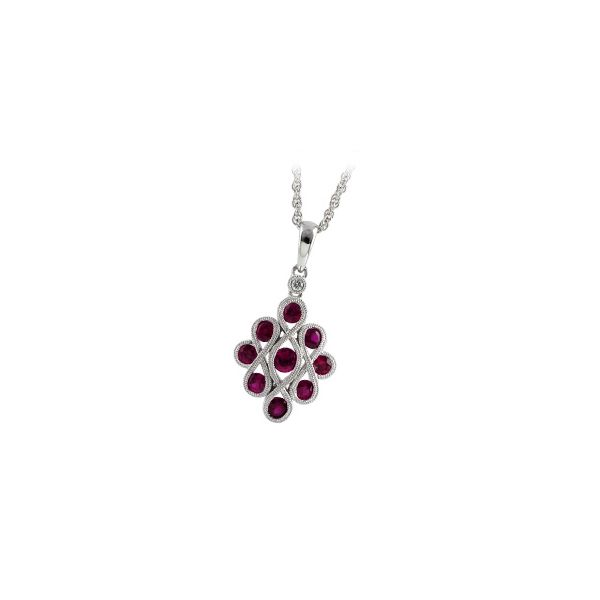 Double Flower Pendant with Ruby