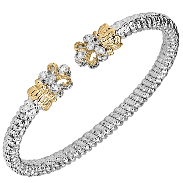 Vahan Fleur De Lys Sterling Silver & Yellow Gold Diamond Bracelet Storey Jewelers Gonzales, TX