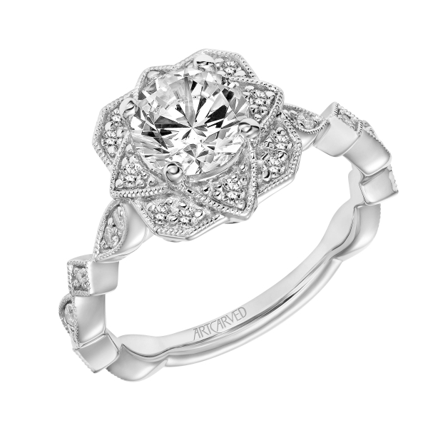 Vintage Inspired Diamond Engagement Ring Hannoush Jewelers, Inc. Albany, NY