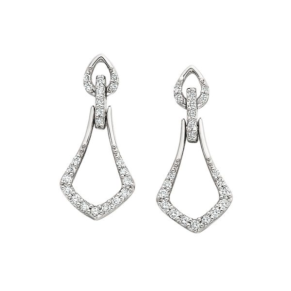 14K White Diamond Drop Earrings David Mann, Jeweler Geneseo, NY