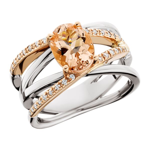 Morganite Crossover Ring .16td Collard Jewelers League City, TX