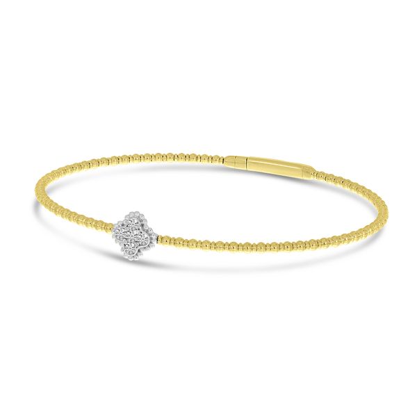 14K Yellow Gold Two-Tone Clover Flexible Bracelet Image 2 LeeBrant Jewelry & Watch Co Sandy Springs, GA