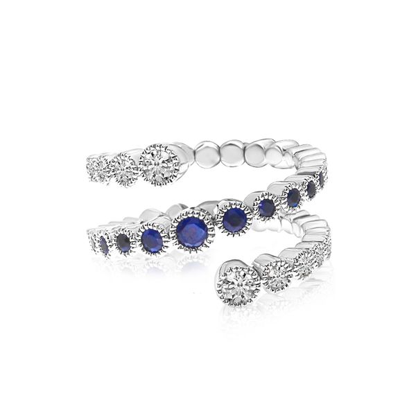 14K White Gold Diamond and Sapphire Spiral Spryng Ring Segner's Jewelers Fredericksburg, TX