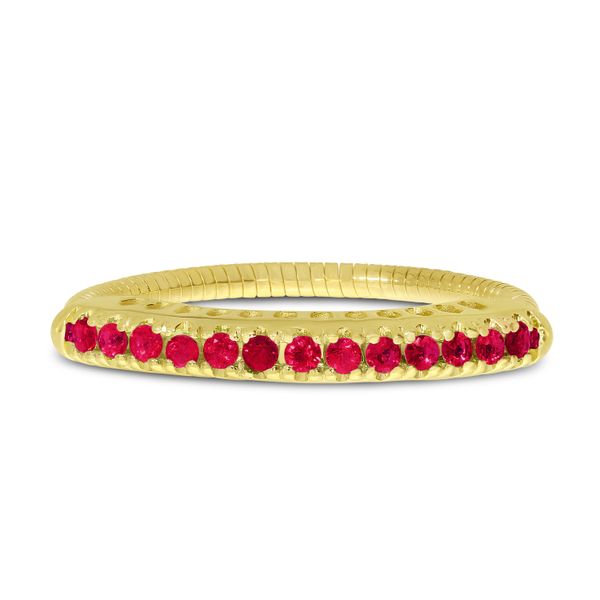 14K Yellow Gold Ruby Stretch Ring Image 3 Castle Couture Fine Jewelry Manalapan, NJ