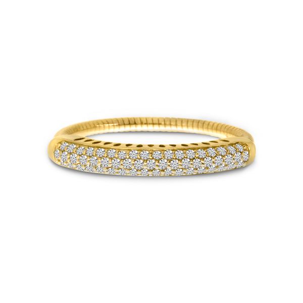 14K Yellow Gold Large Pave Diamond Stretch Ring Castle Couture Fine Jewelry Manalapan, NJ