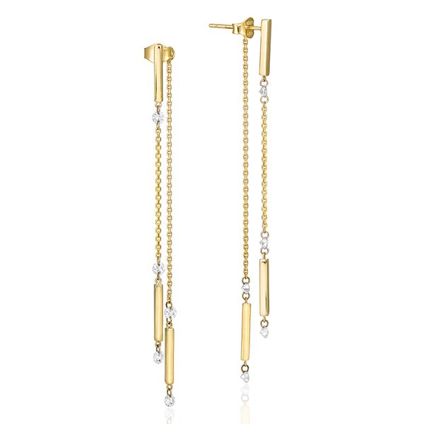 14K Yellow Gold Dashing Diamonds Pierced Diamond Dangle Threader Earrings Segner's Jewelers Fredericksburg, TX