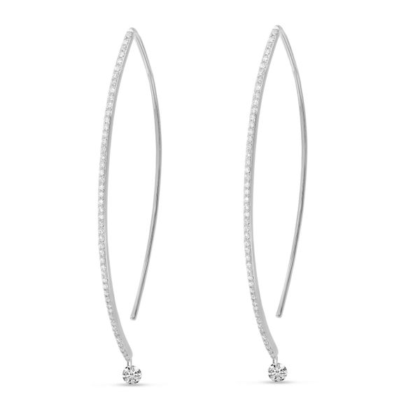 14K White Gold Dashing Diamond Linear Geometric Earrings Segner's Jewelers Fredericksburg, TX