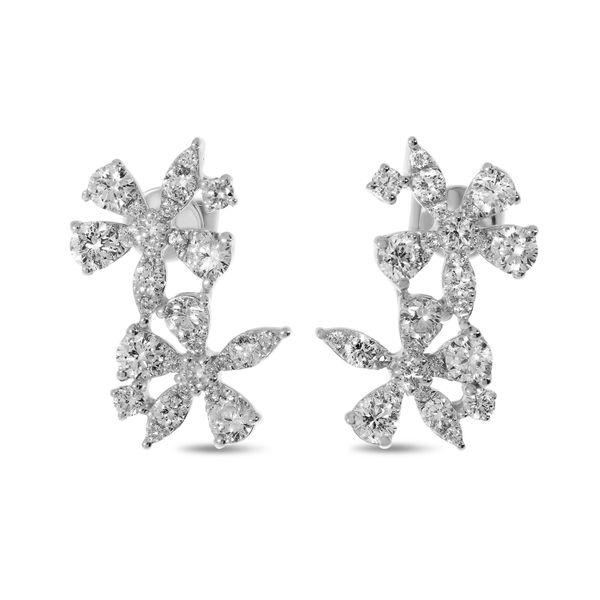 14K White Gold Double Diamond Floral Earrings Glatz Jewelry Aliquippa, PA