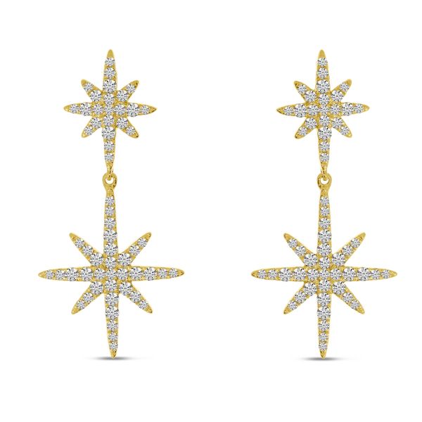 14K Yellow Gold Diamond Double Starburst Earrings LeeBrant Jewelry & Watch Co Sandy Springs, GA