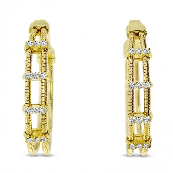 14K Yellow Gold Diamond Flex Hoop Earrings Glatz Jewelry Aliquippa, PA