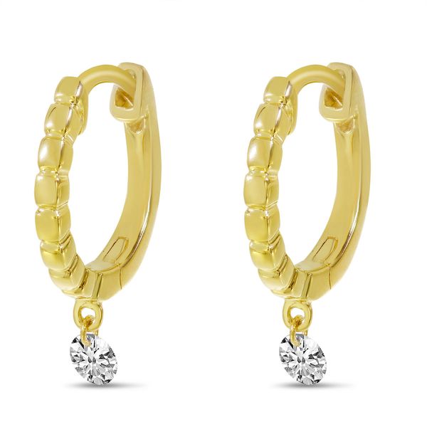 14K Yellow Gold Dashing Diamond Huggie Earrings Clater Jewelers Louisville, KY