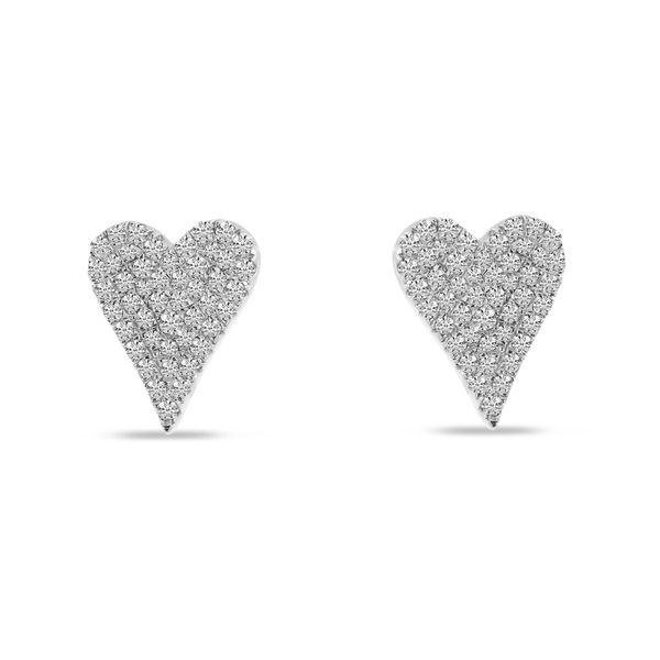 14K White Gold Small Diamond Heart Post Earrings Image 2 Segner's Jewelers Fredericksburg, TX