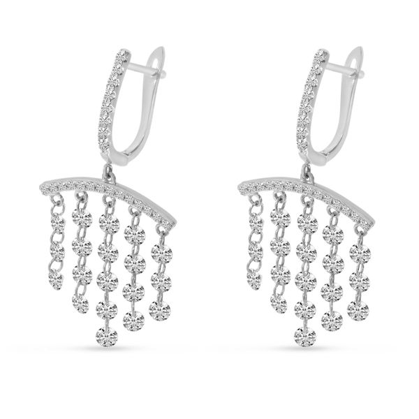 14K White Gold Dashing Diamond Bar Chandelier Earrings Image 2 Segner's Jewelers Fredericksburg, TX
