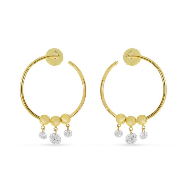 14K Yellow Gold Dashing Diamond Circle Hoop Earrings John Herold Jewelers Randolph, NJ