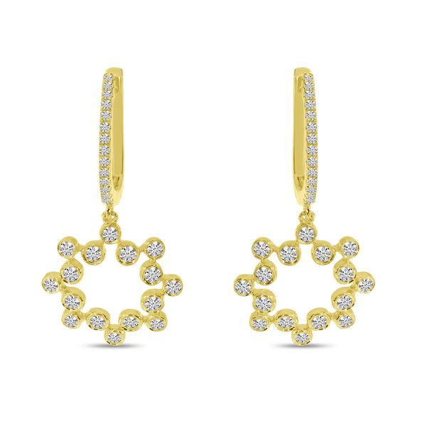 14K Yellow Gold Diamond Bezel Dangle Earrings LeeBrant Jewelry & Watch Co Sandy Springs, GA