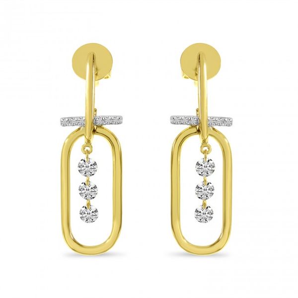 14K Yellow Gold Dashing Diamond Large Paper Clip Earrings Marks of Design Shelton, CT