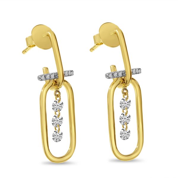14K Yellow Gold Dashing Diamond Large Paper Clip Earrings Image 2 Marks of Design Shelton, CT