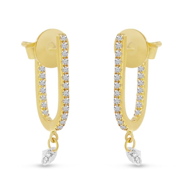 14K Yellow Gold Dashing Diamond Hook Earrings Image 2 Lennon's W.B. Wilcox Jewelers New Hartford, NY