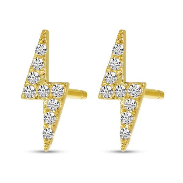 14K Yellow Gold Diamond Lightning Bolt Stud Earrings Image 2 Moseley Diamond Showcase Inc Columbia, SC