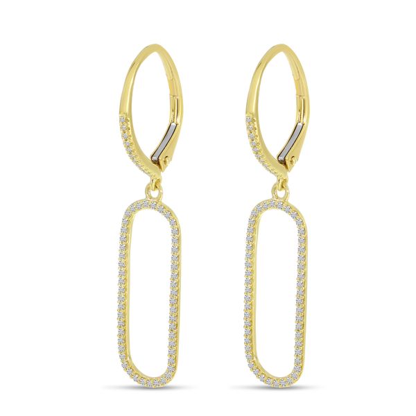 14K Yellow Gold Diamond Paperclip Earrings Image 2 Moseley Diamond Showcase Inc Columbia, SC