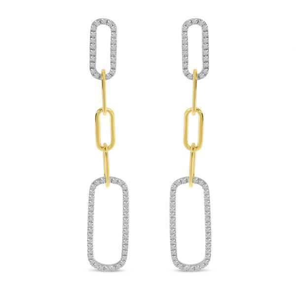 14K Yellow Gold Diamond Paperclip Link Long Earrings Adler's Diamonds Saint Louis, MO