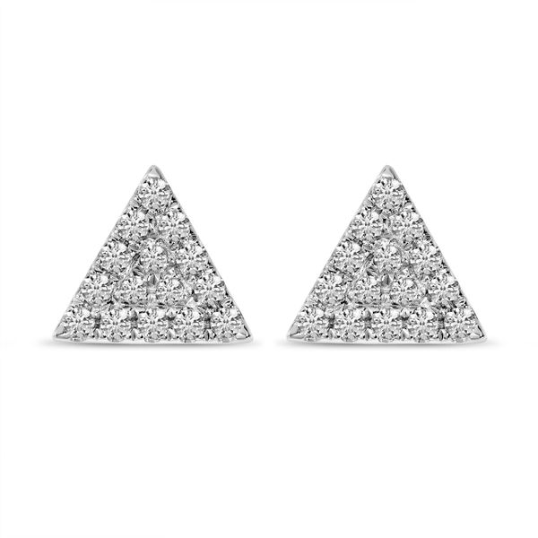14K White Gold Small Diamond Pave Triangle Stud Earrings Lake Oswego Jewelers Lake Oswego, OR