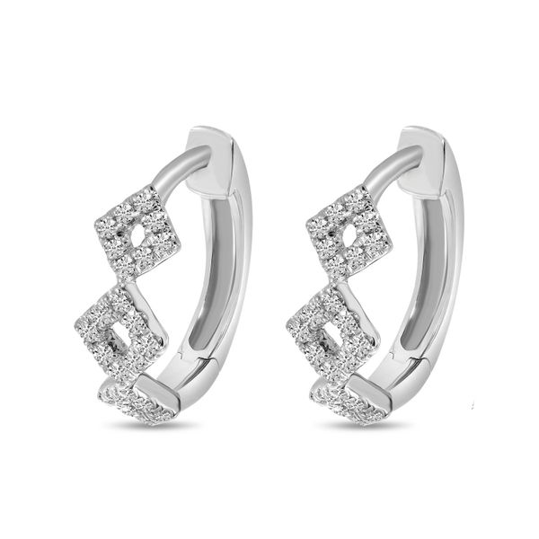 14K White Gold Diamond Geometric Hoop Earrings Moseley Diamond Showcase Inc Columbia, SC